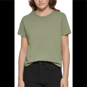 Calvin Klein Olive Drab Cotton Crewneck T-Shirt (M)